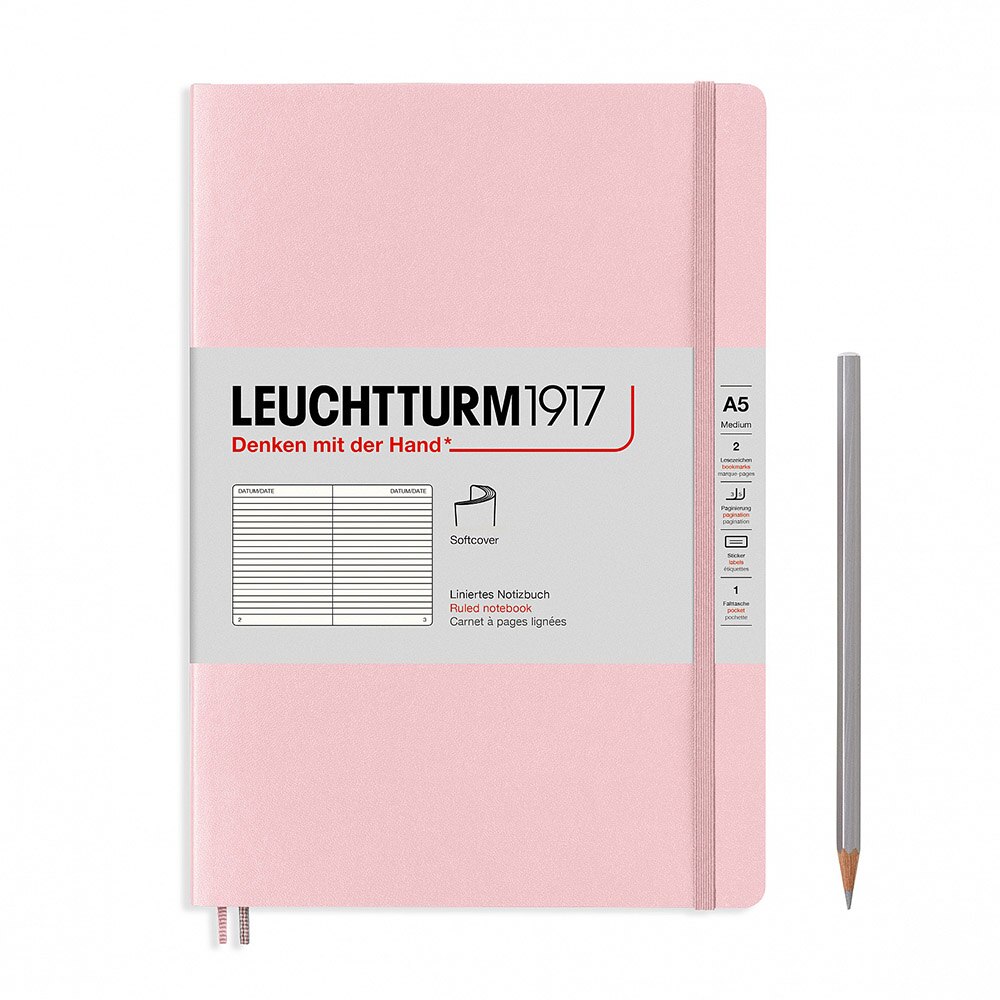 Leuchtturm, Journal, Art & School, Medium, A5, Softcover, Ruled, 443491, Power Pink